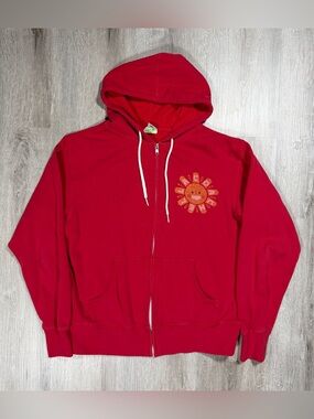 Coachella Official Merchandise Smiley Sun Graphic Zip-Up Hoodie Small
